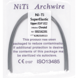 Arco RECTANGULAR NITI super elastico 0.16X0.22 SUPERIOR (10 unid)